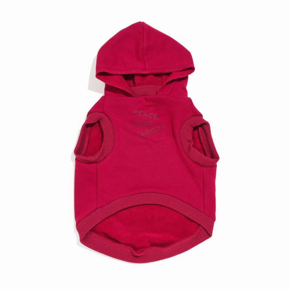 Big Full Heart Animal Hoodie, Tomato   Burgundy