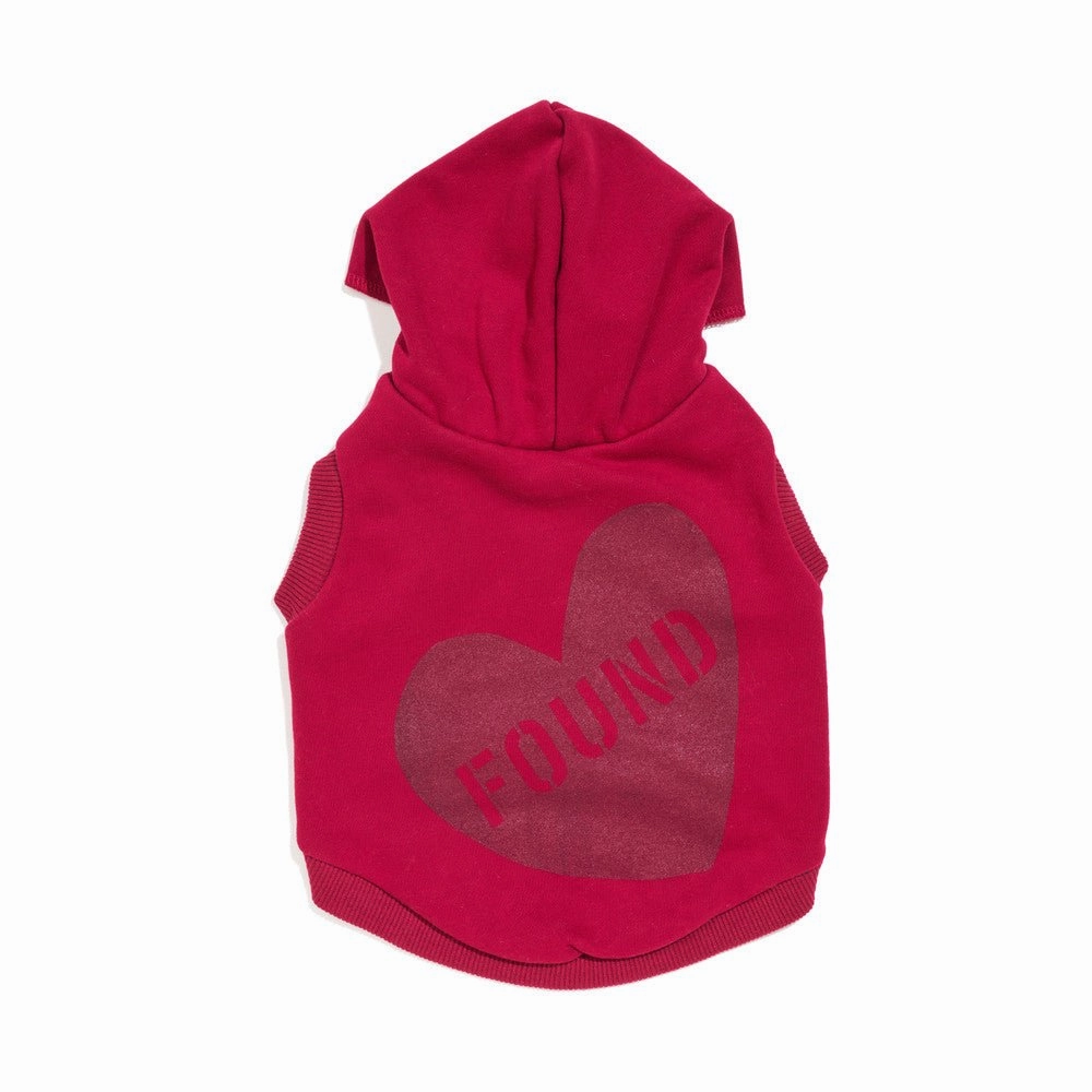 Big Full Heart Animal Hoodie, Tomato   Burgundy
