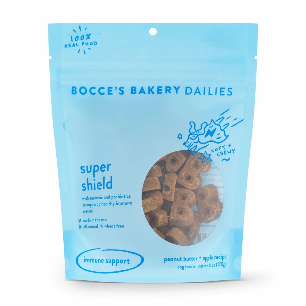 Bocce's Bakery Dailies Super Shield Peanut Butter   Apple Recipe Dog Treats