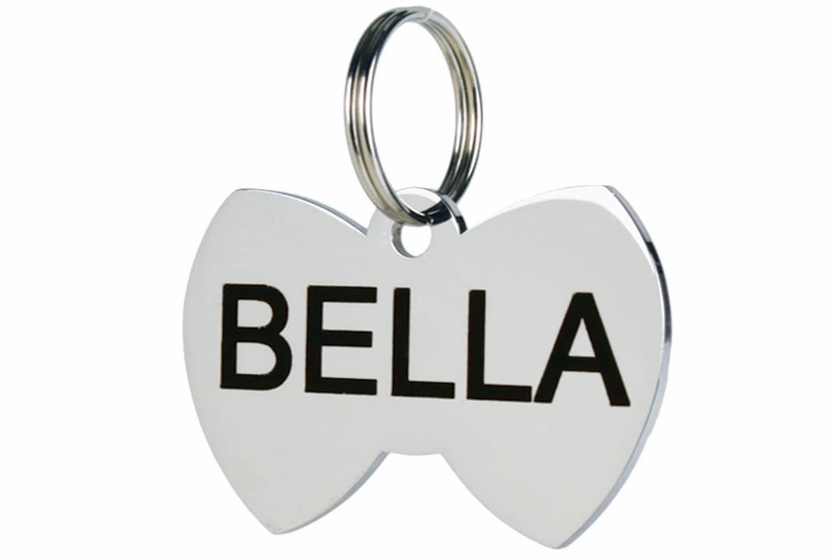 Bow Tie Pet ID Tag in Stainless Steel