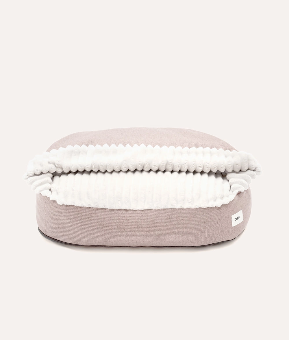 Cama Perro Pana con Capucha Beige, Maso