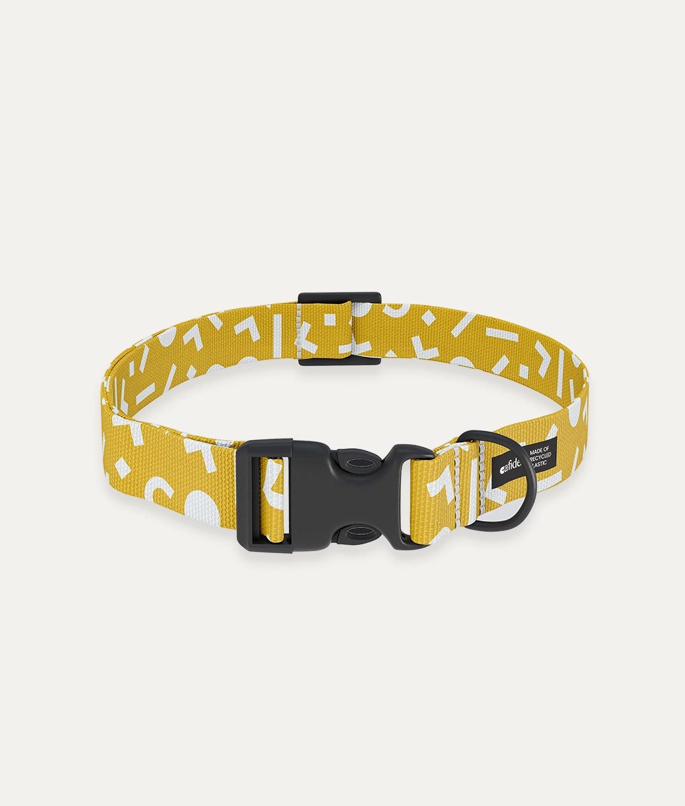 Collar PET Reciclado Dise?o Memphis Mostaza, Juno