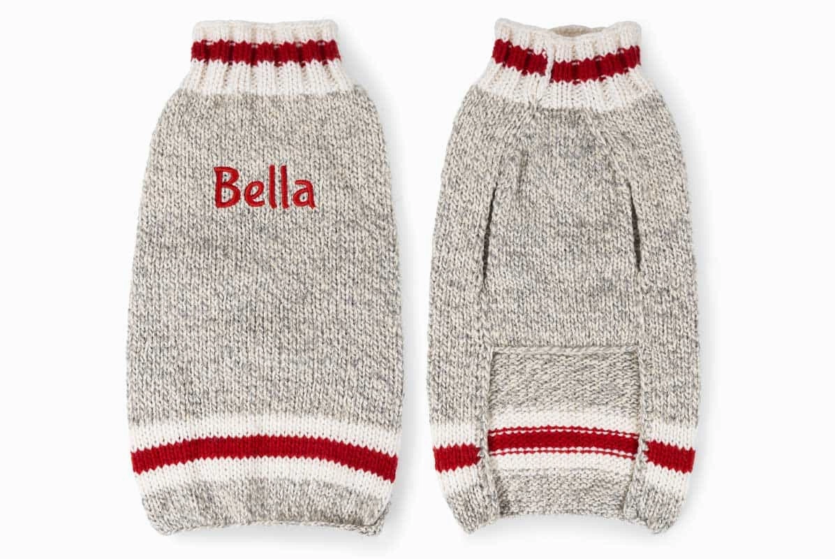 Gray Wool Dog Sweater, Personalized