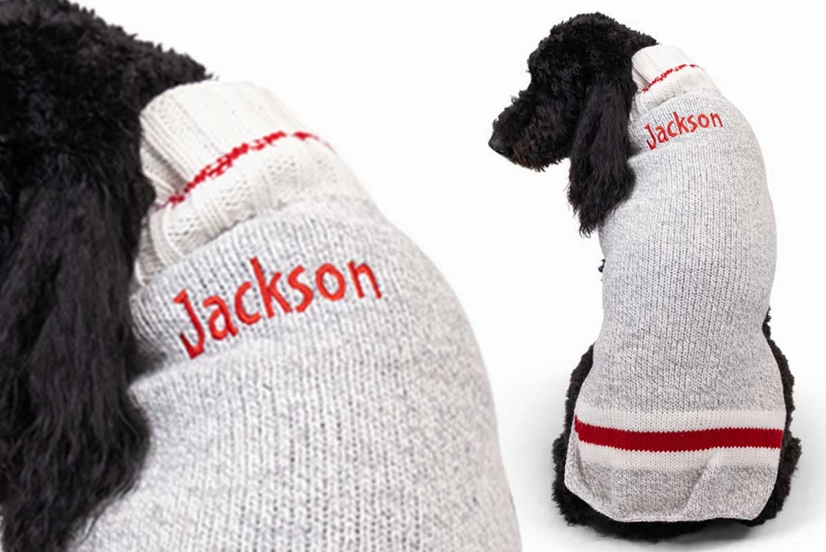 Gray Wool Dog Sweater, Personalized