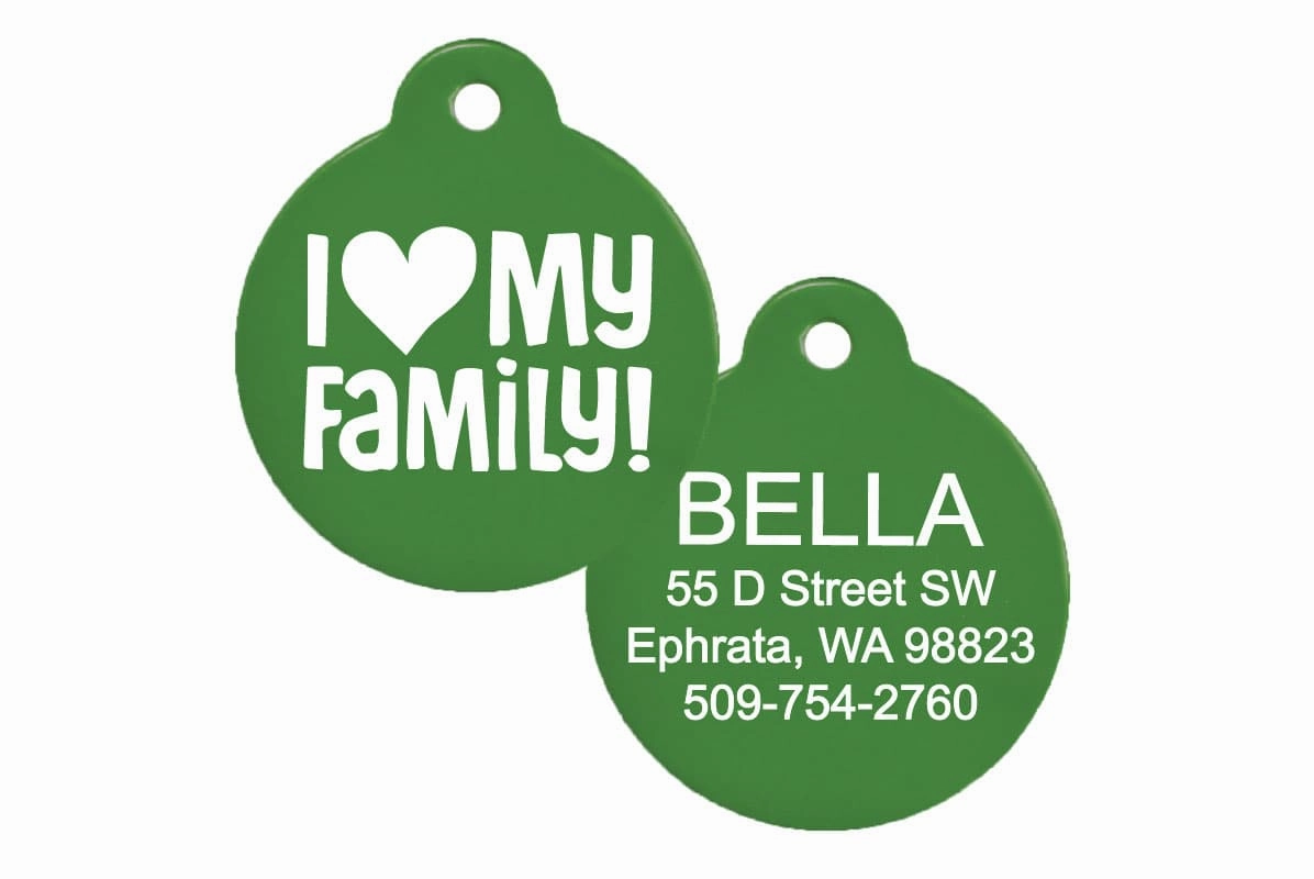 I Love My Family Dog Tag with Silencer