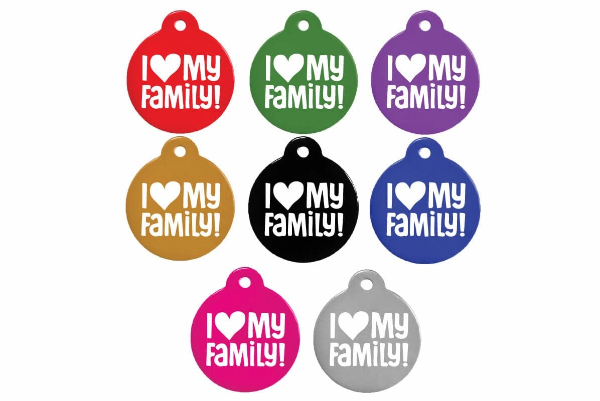 I Love My Family Dog Tag with Silencer