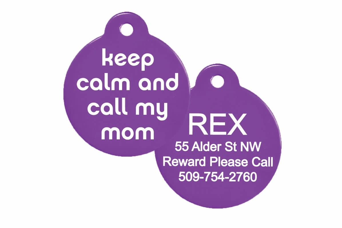 Keep Calm & Call My Mom/Dad Pet ID Tags with Silencer