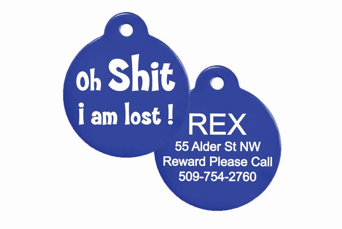 Oh Shit I'm Lost Pet ID Tag with Silencer