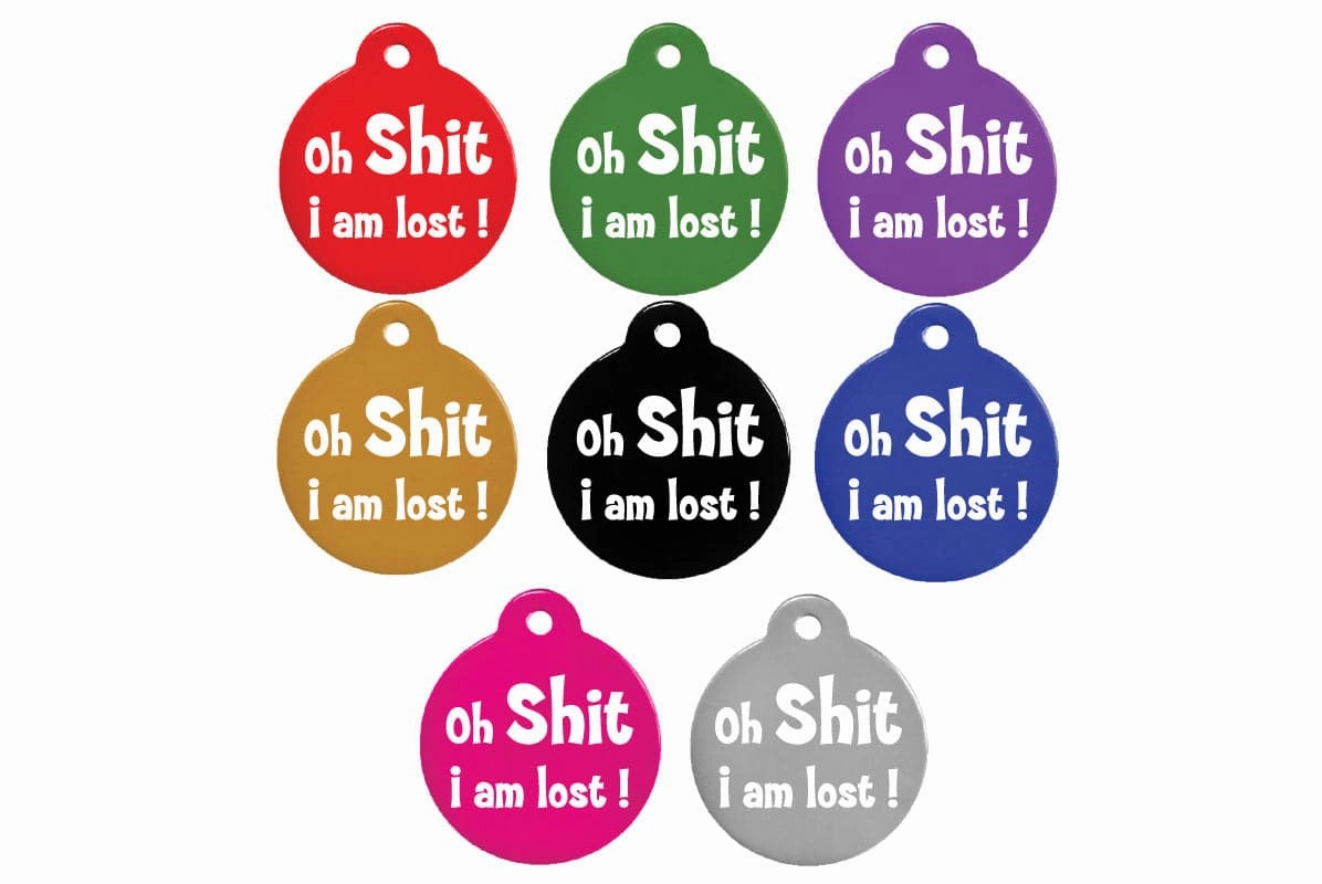 Oh Shit I'm Lost Pet ID Tag with Silencer