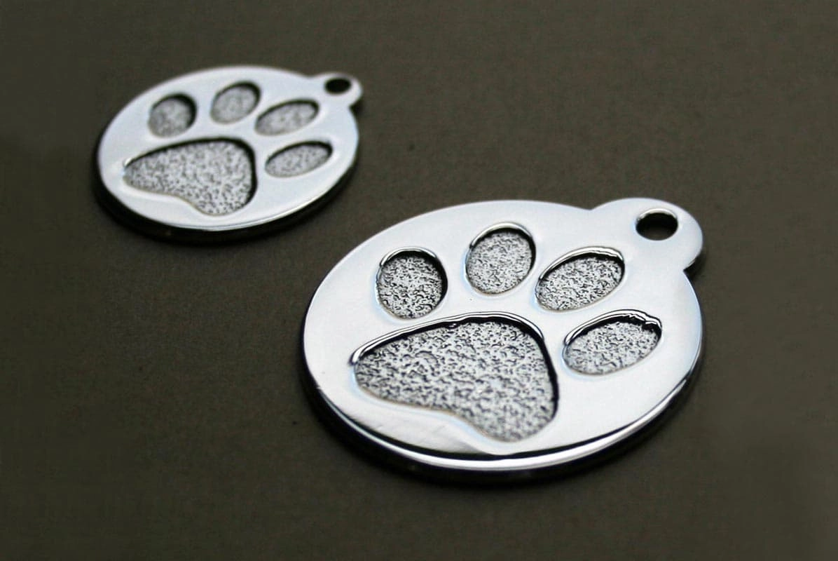 Paw Print Pet ID Tag in Stainless Steel