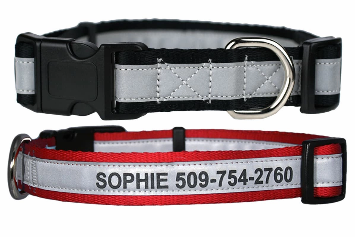 Personalized Engraved Reflective Dog Collar with Quick Release Buckle