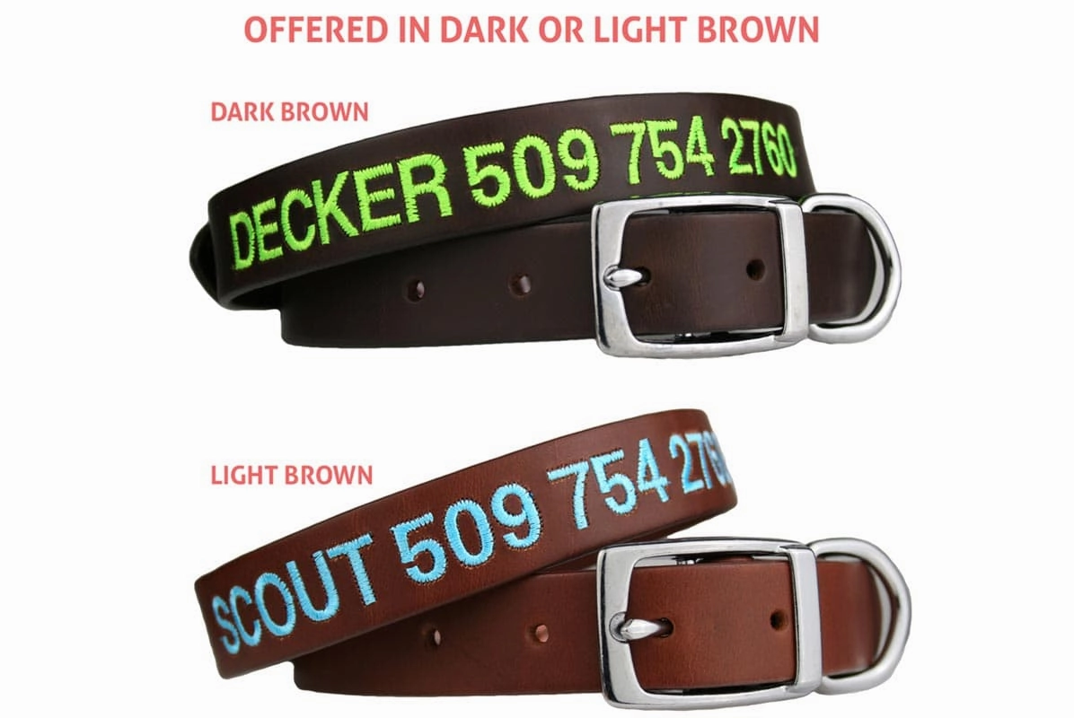 Personalized Leather Dog Collar Embroidered