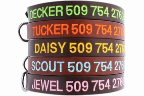 Personalized Leather Dog Collar Embroidered