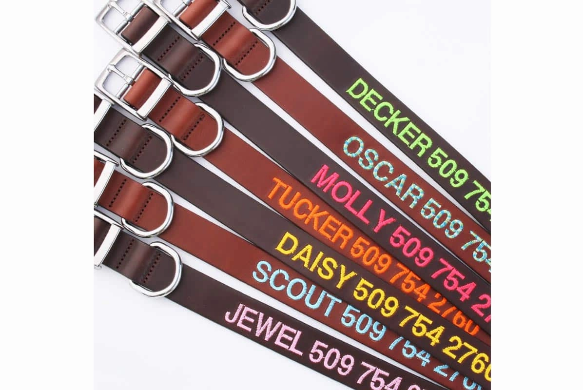 Personalized Leather Dog Collar Embroidered
