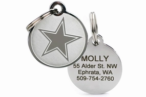 Pet ID Tag with Star in Stainless Steel