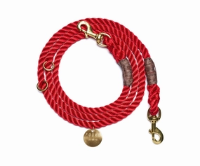 Red Rope Dog Leash | Bolt Snaps | Adjustable | Found My Animal