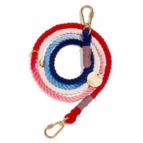 Red, White & Blue Rope Dog Leash | Adjustable | Found My Animal