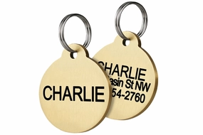 Round Brass Dog ID Tag