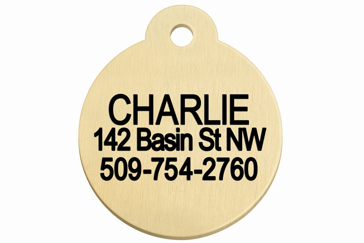 Round Brass Dog ID Tag
