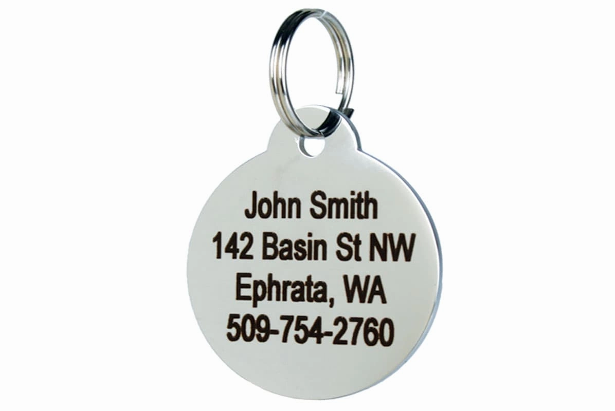 Round Pet ID Tag in Stainless Steel