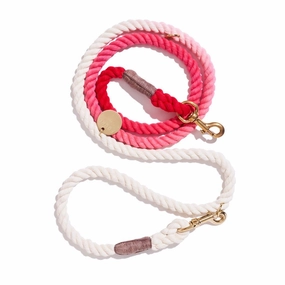 Scarlet Cotton Rope Dog Leash | Italian Solid Bronze Bolt Snaps, Adjustable | Found My Animal