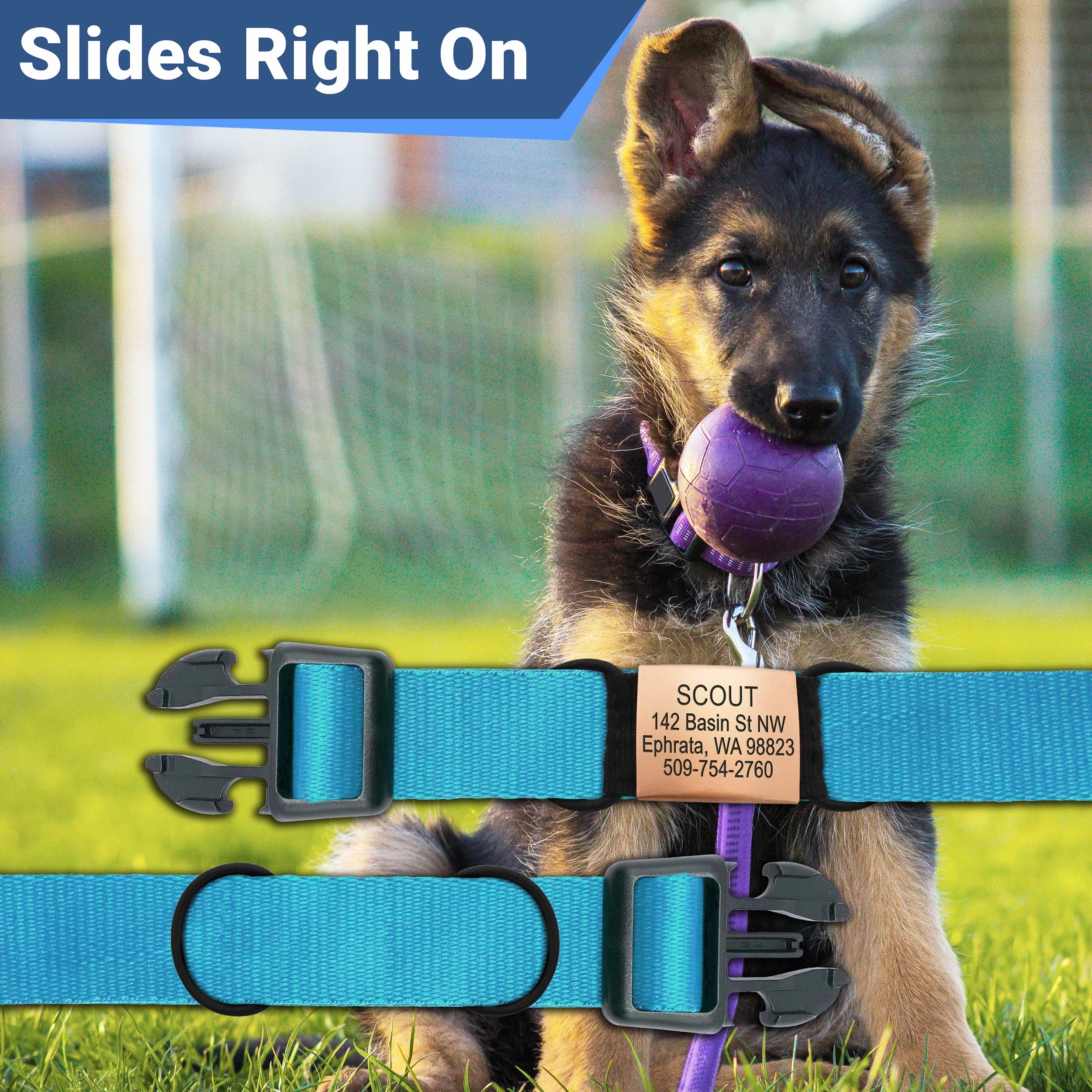 Silent Slide On Dog Tag Personalized
