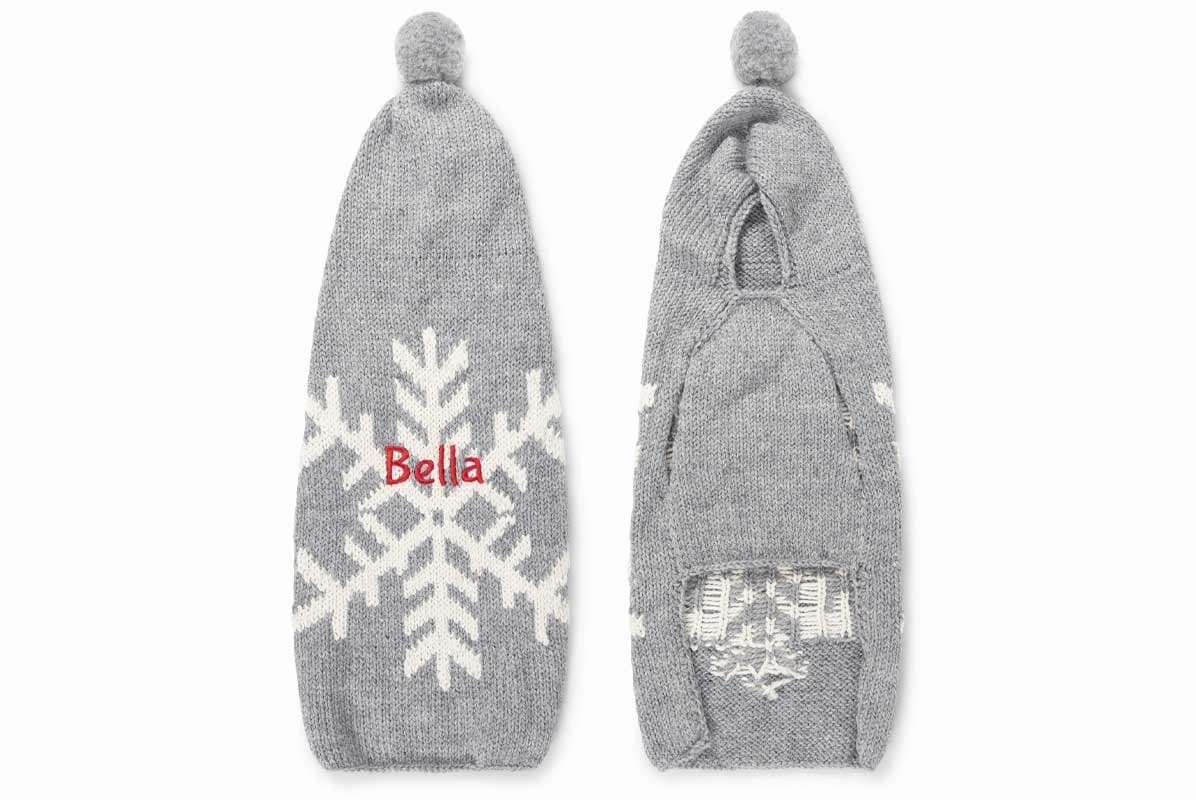 Snowflake Dog Sweater with Hood, Personalized