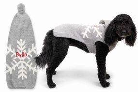 Snowflake Dog Sweater with Hood, Personalized