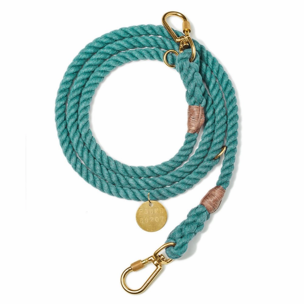 Teal Ombre Cotton Rope Dog Leash, Adjustable - Found My Animal