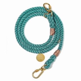 Teal Ombre Cotton Rope Dog Leash, Adjustable - Found My Animal